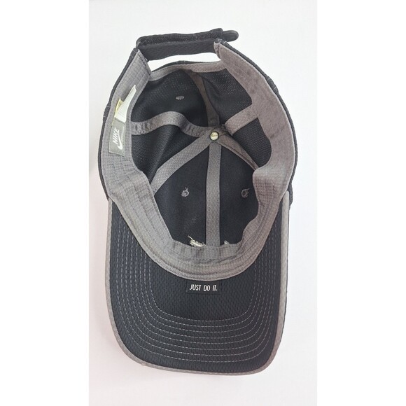 Vintage NIKE Black Baseball Cap Center Swoosh Adjustable Mesh Streetwear Sports - Picture 7 of 10